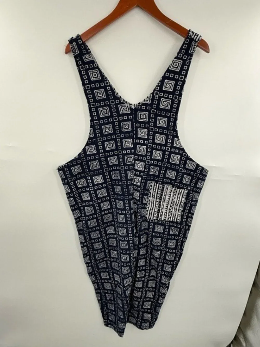 Webebop Kids Jumpsuit Girls M Blue White Patchwork Wide Leg Cotton Boho